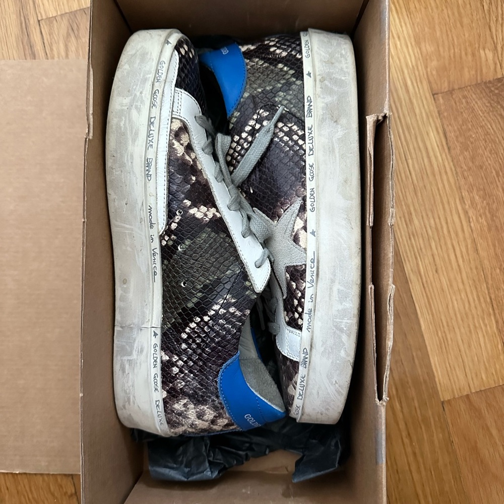 Golden Goose Hi Star Green-Burgundy Snake Print - Size 37 - Great condition